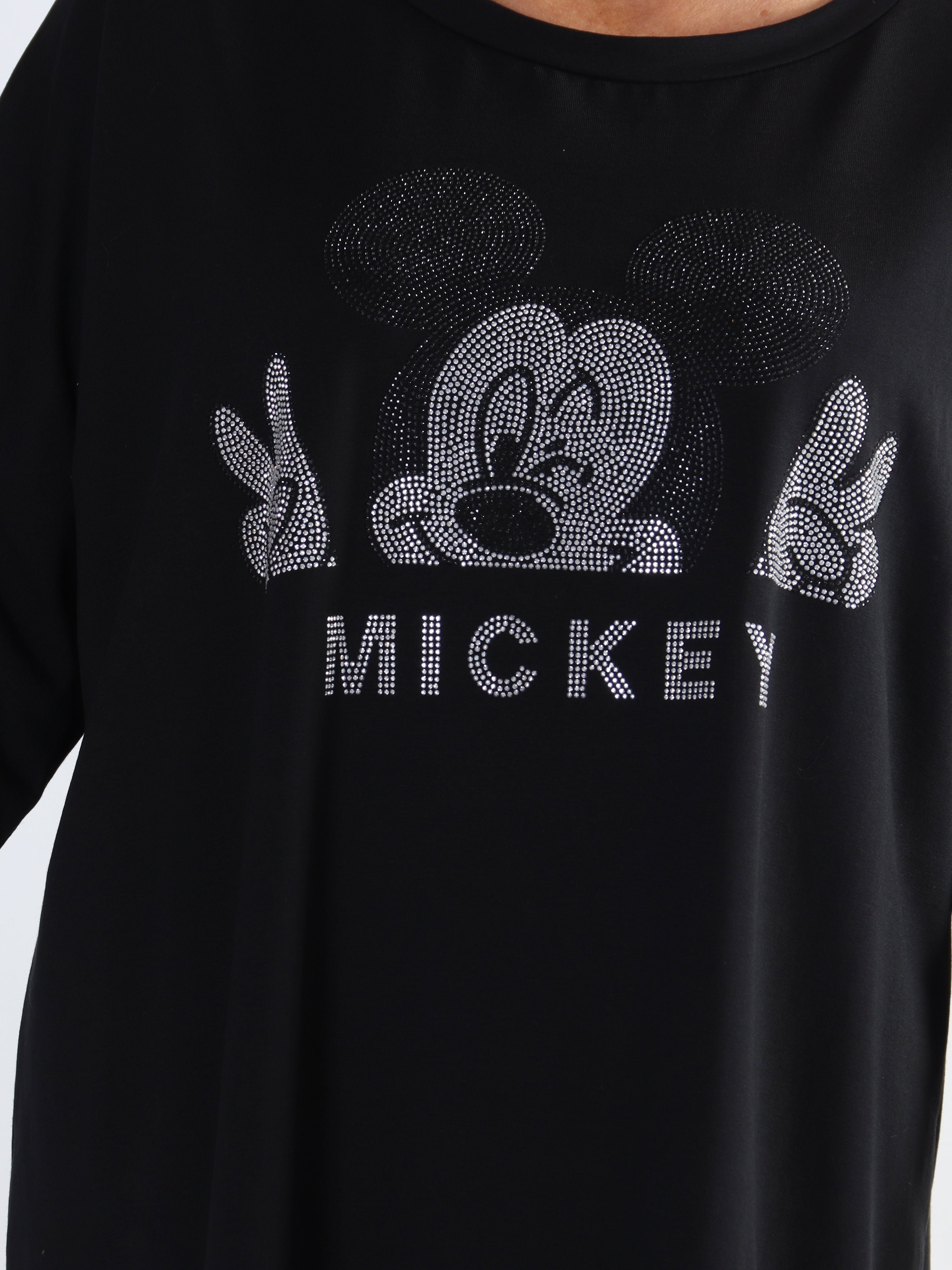 Amal Glitter - Plus size kjole i bomuld med tryk i similisten